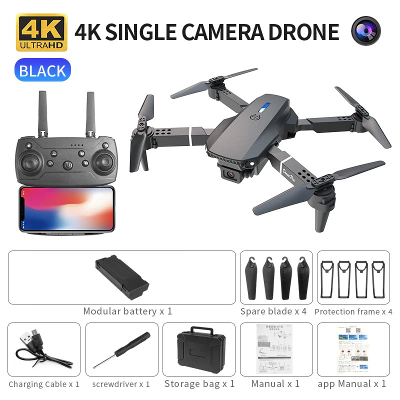 Drone Camera Lens - E88 Pro Akıllı Katlanabilir Drone Tek/Çift